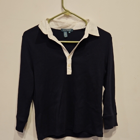 Lauren Ralph Lauren Tops - Lauren Ralph Lauren Navy Long Sleeve Polo with White Trim